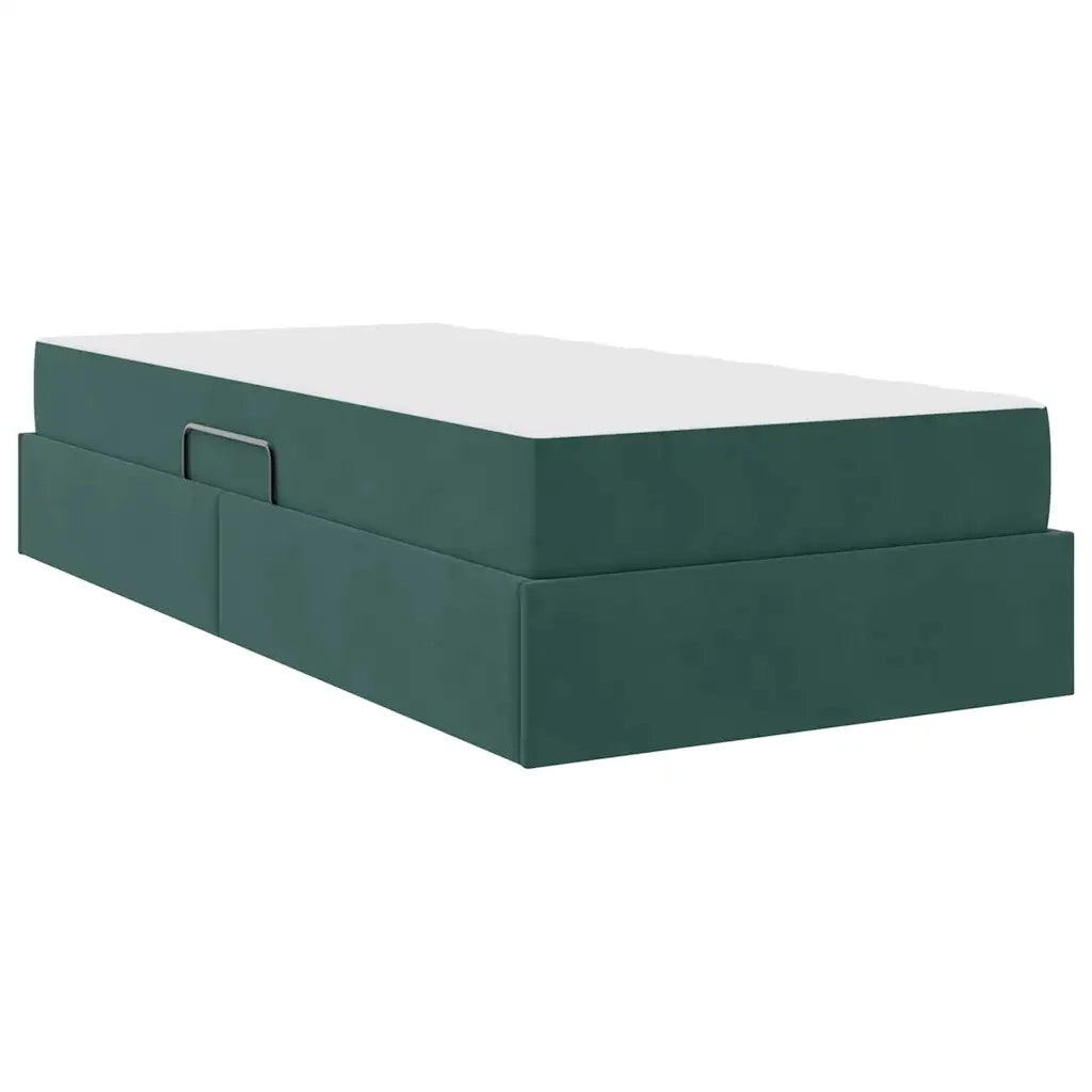 Letto con contenitore e materasso Verde Scuro 100 x 200 cm