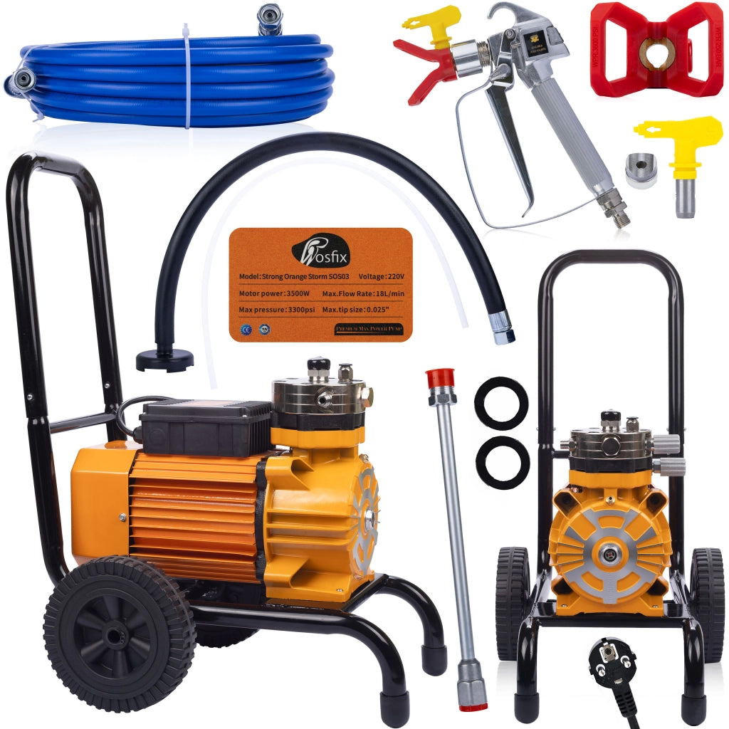 Agitatore di Vernice Rosfix Strong Orange Storm SOS03 – Motore 3500W, Pompa Acciaio Inox | 18L/Min, 22MPA