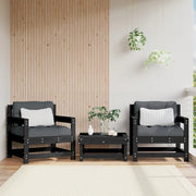 Sedia da patio-Sedie da Giardino 2 pz Nere in Legno Massello di Pino 642203