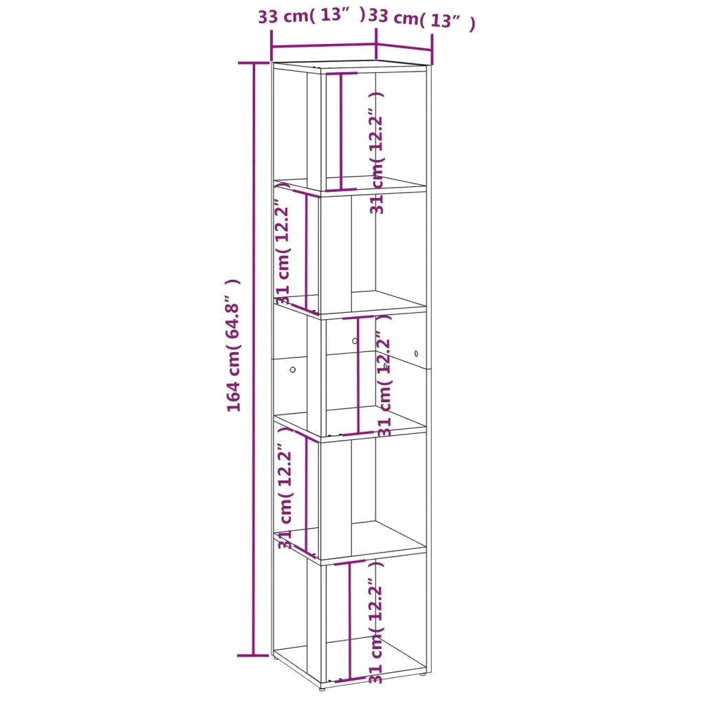 Scaffale Angolare Rovere Fumo 33x33x164,5 cm Legno Multistrato cod mxl 40923