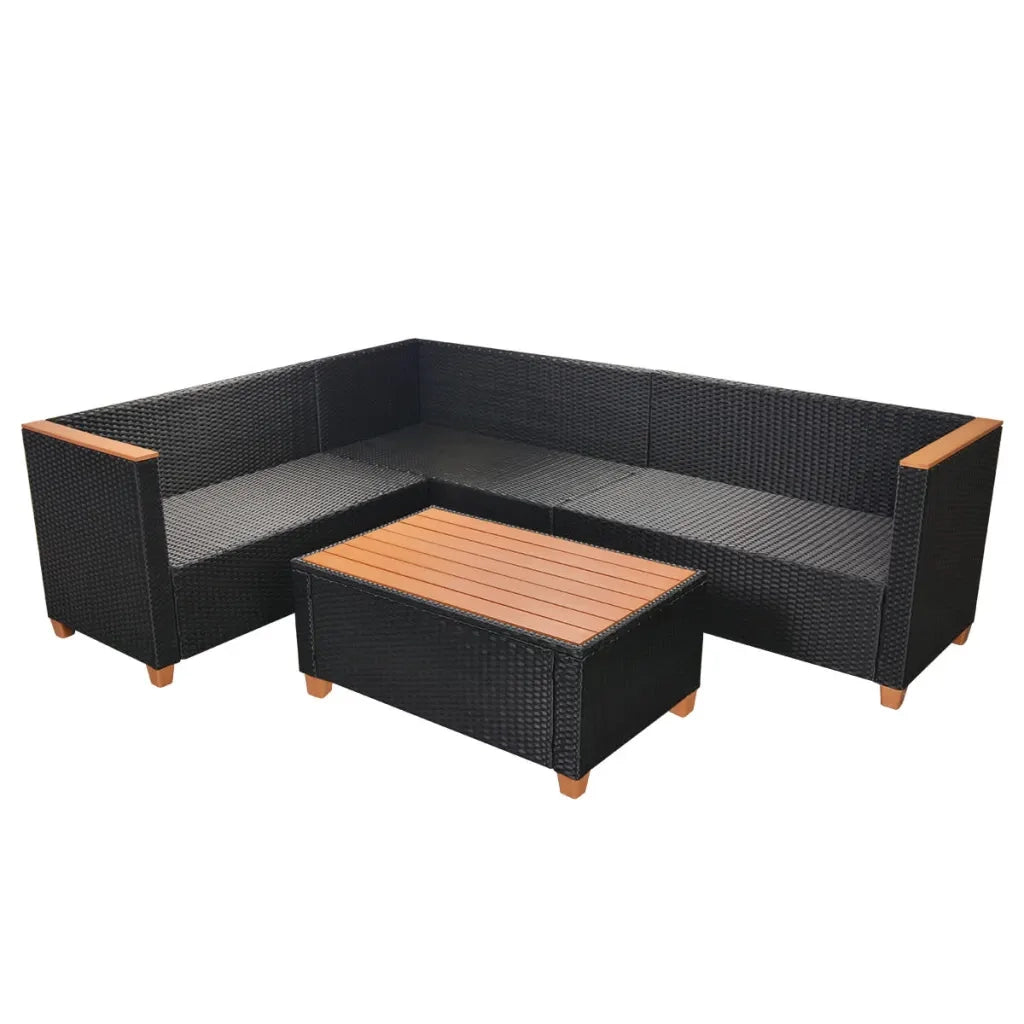 Set Divani da Giardino 4 pz con Cuscini in Polyrattan Nero cod mxl 35056