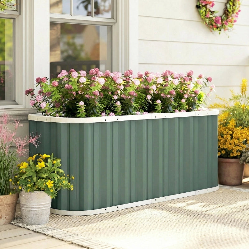 Fioriera rialzata in metallo 136 x 53 x 61 cm, verde, fondo aperto