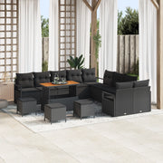 Set divano da giardino  da 14 pezzi con cuscini Nero Polyrattan Acacia
