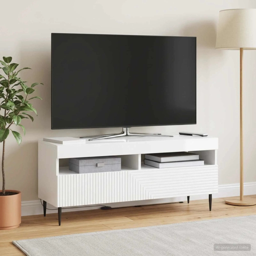Mobile TV LED Bianco Lucido Legno ingegnerizzato 896989