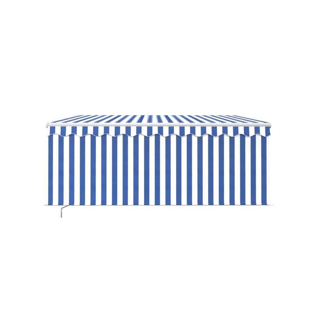 Tenda Sole Retrattile Manuale con Parasole-Tenda parasole per balcone 3,5x2,5 m Blu Bianco 601357