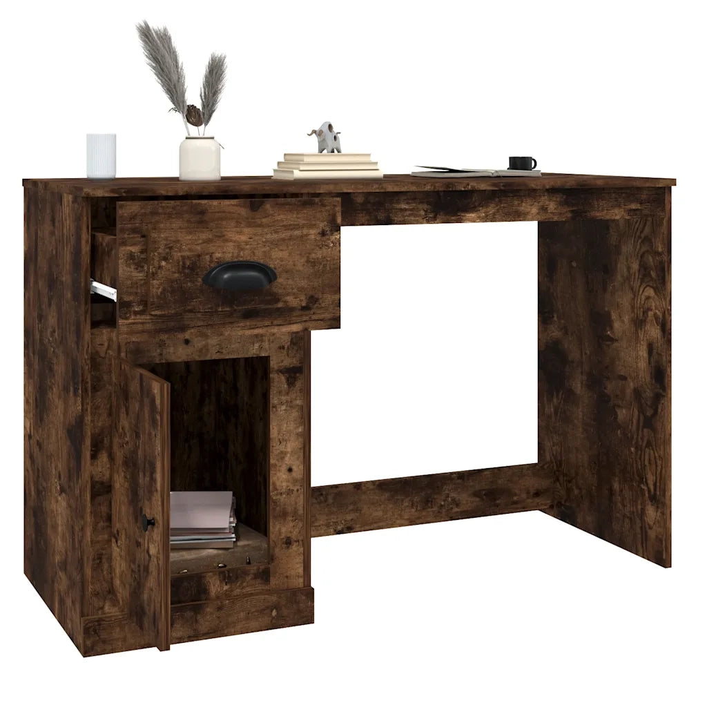 Scrivania | Tavolo da Ufficio Cassetto Rovere Fumo 115x50x75 cm Legno Multistrato