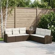 Set di divani 7 pz Marrone e Bianco Crema 3448700
