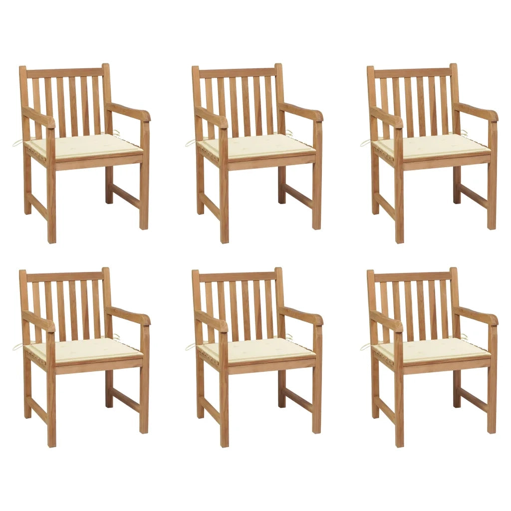 Sedie da Giardino 6 pz con Cuscini Crema Massello di Teak cod mxl 8352