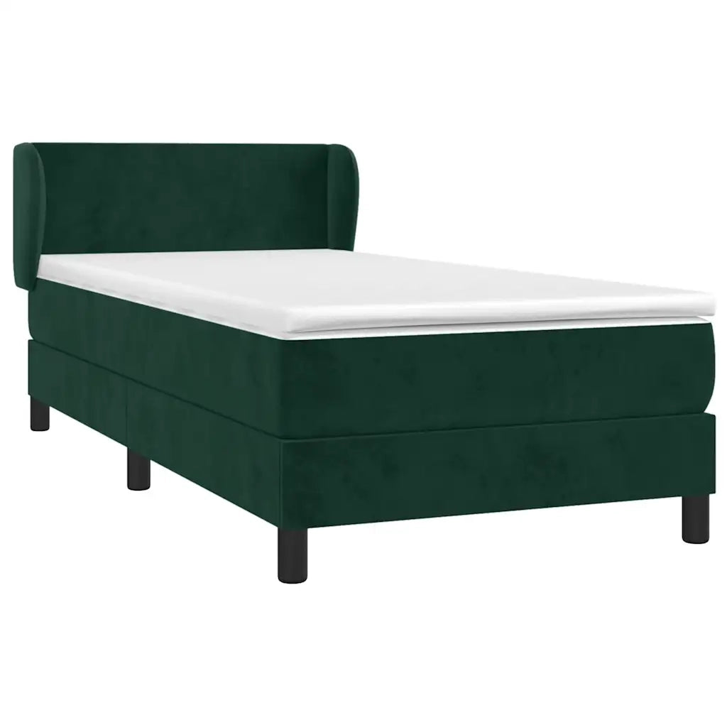 Giroletto a Molle con Materasso Verde Scuro 90x200 cm Velluto