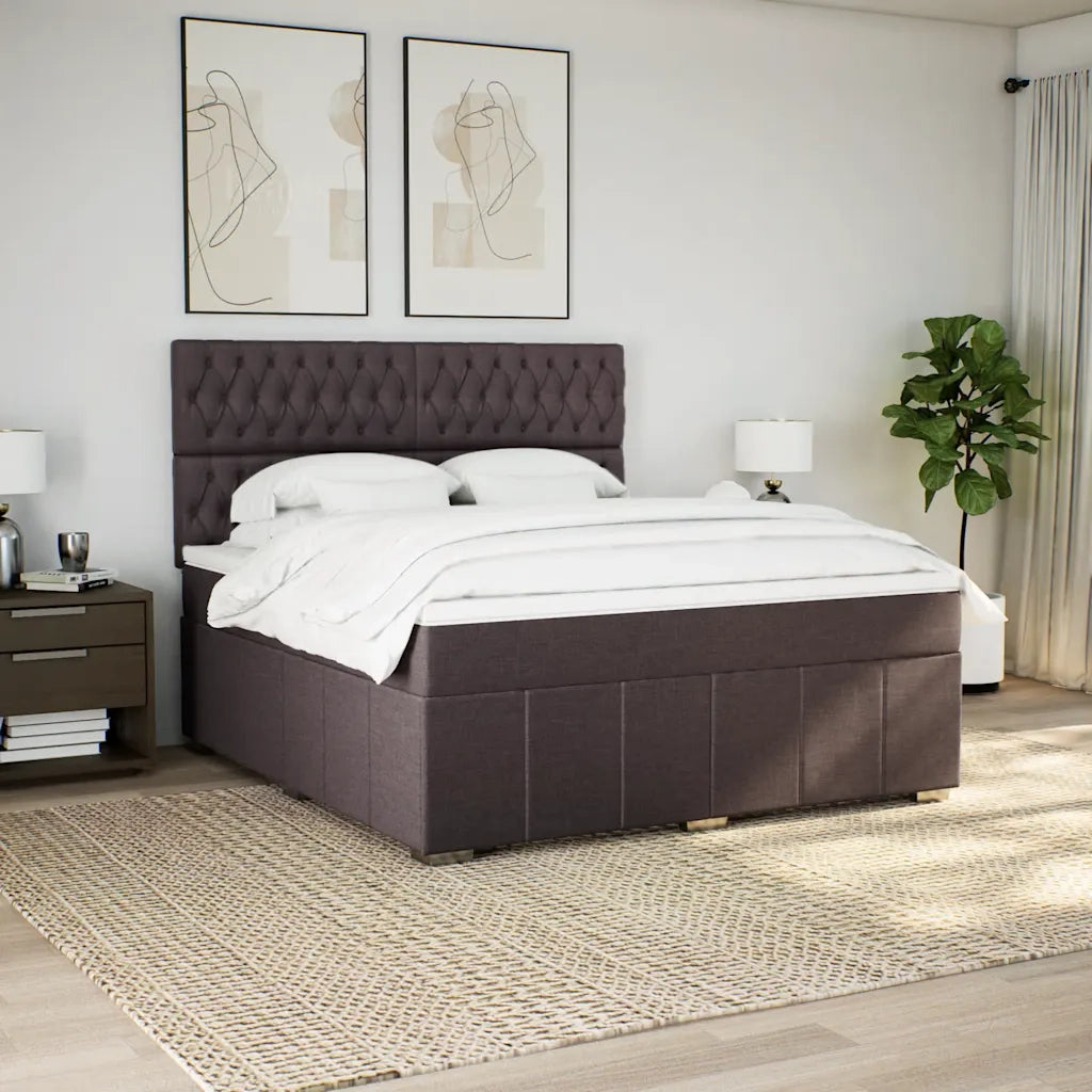 vidaXL Giroletto a Molle con Materasso Marrone Scuro 180x200cm Tessuto