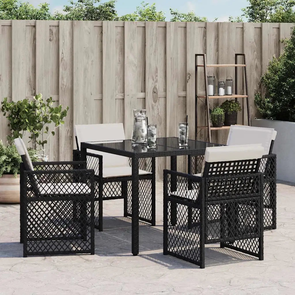 Sedie da Giardino con Cuscini 4 pz Nere in Polyrattan