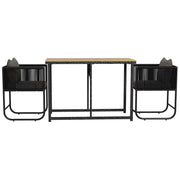 SET DA GIARDINO 3 PEZZI IN RATTAN CON 2 SEDIE 50X51.5X67 CM E TAVOLO 110X60X75 CM IN LEGNO COMPOSITO