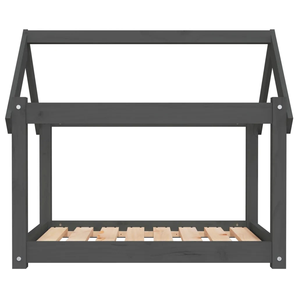 Cuccia per Cani Grigia 81x60x70 cm in Legno Massello di Pino 822209