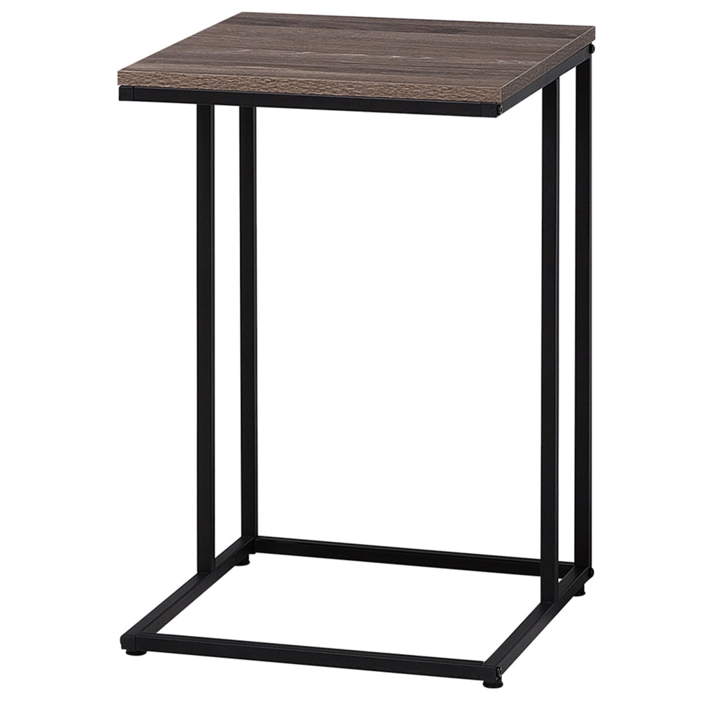 Tavolino in legno tortora a forma di U con struttura in metallo Nero in stile industriale con piano in truciolare da soggiorno