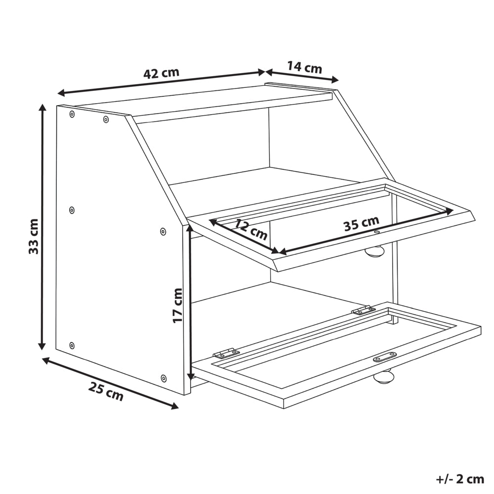Contenitore per il pane a due ripiani scatola in bambù nero 42 x 25 x 33 cm decorativo con pannelli frontali trasparenti cucina moderna