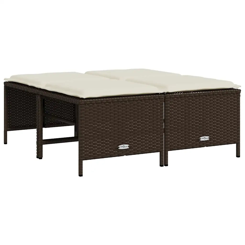 Sgabelli da Giardino con Cuscini 4 pz Marrone in Polyrattan CFW7226255