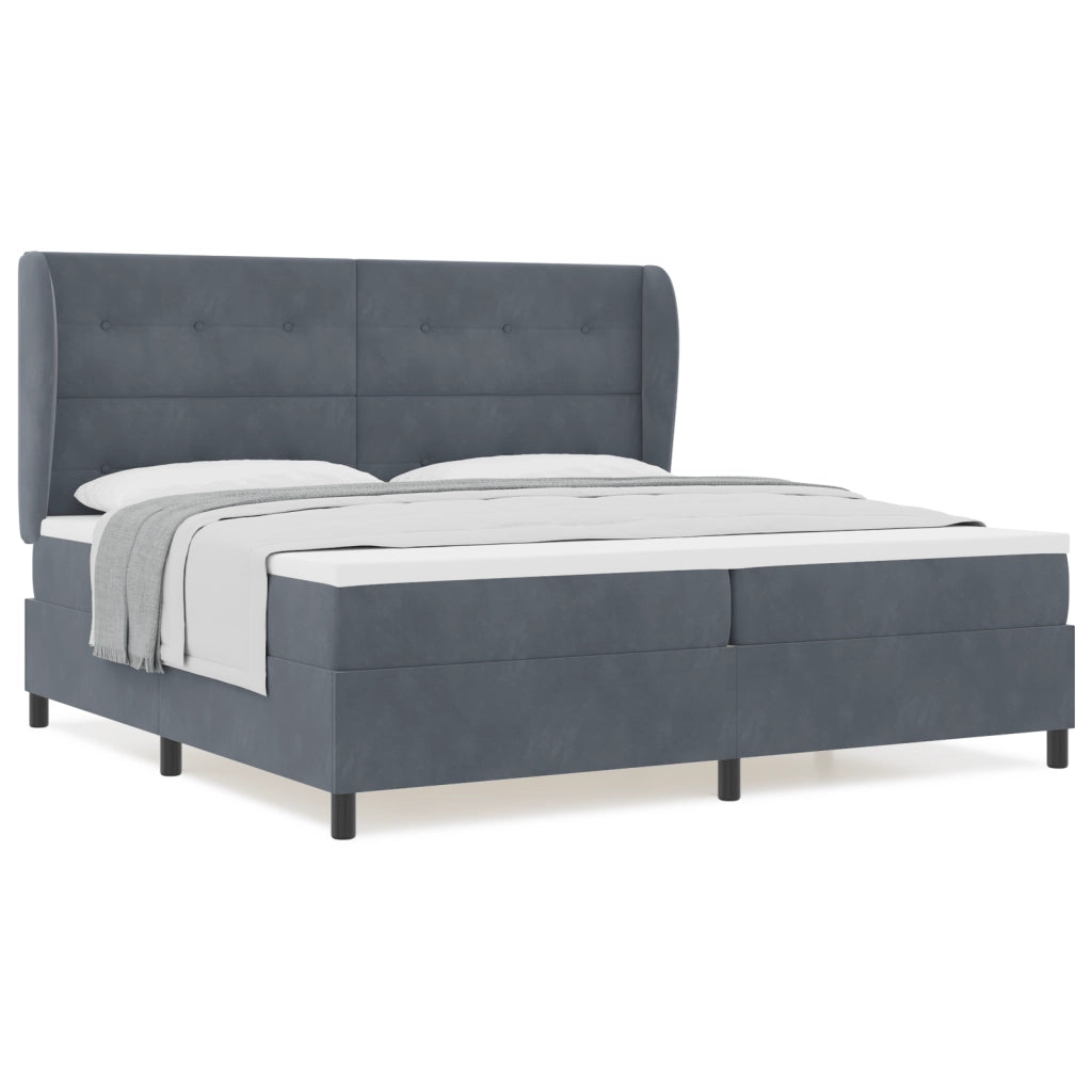 Letto con Rete a Molle e Materasso Grigio Scuro 200x200 cm Velluto
