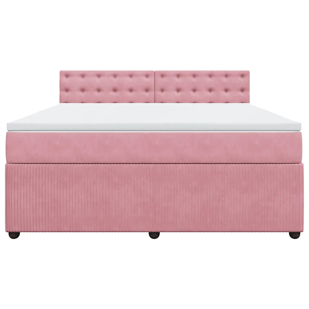 Giroletto a Molle con Materasso Rosa 180x200 cm in Velluto