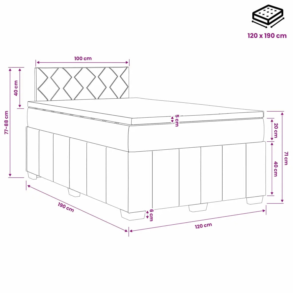 Letto box spring con materasso Crema 120 x 190 cm Tessuto 3451176