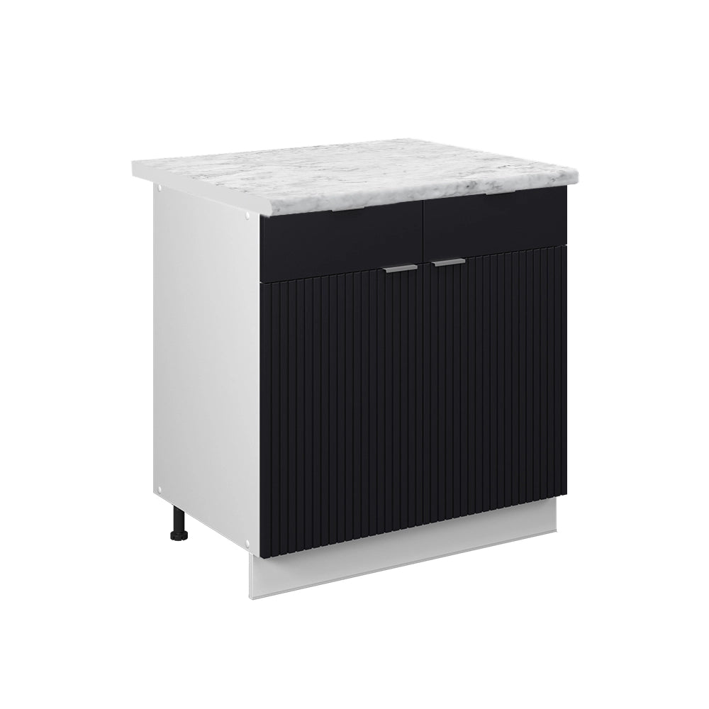 Vicco Mobiletto base per cucina Nero a righe 80 cm , PL Marmo