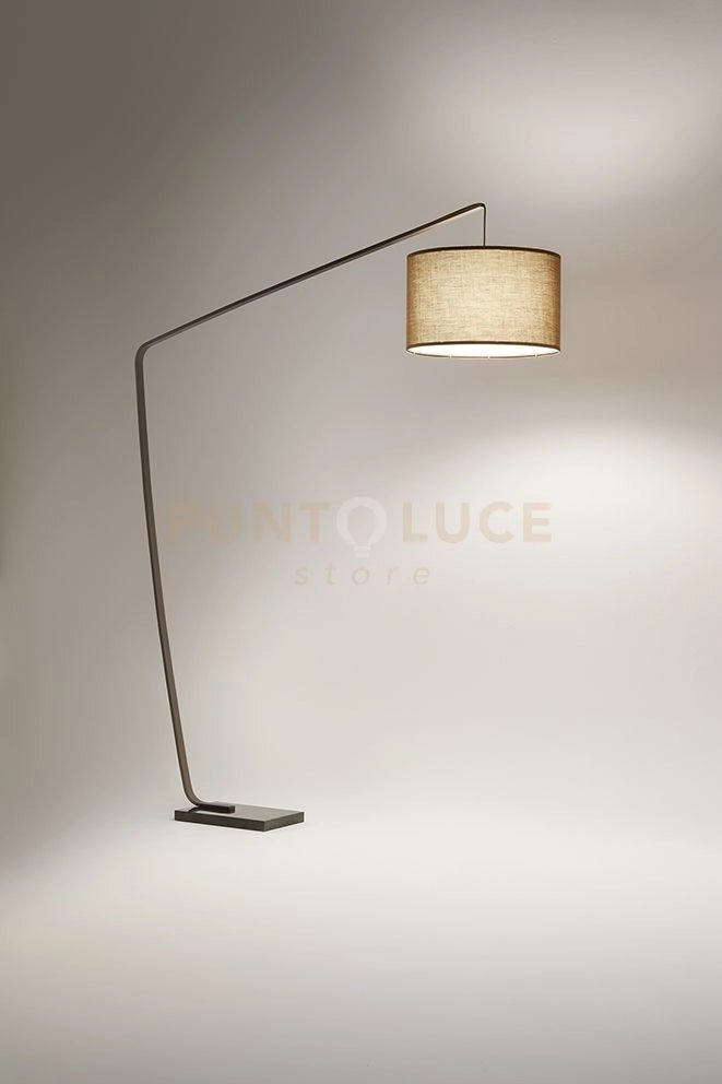Piantana metallo marrone metallizzato Zoe Cavo in tessuto a vista Interruttore on/off a pedale 1 luce attacco E27