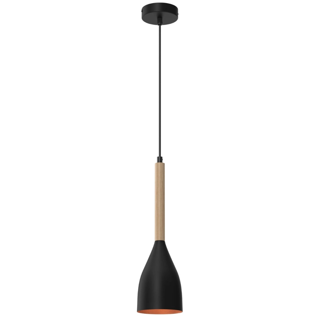 Lampada a sospensione Muza Luminex nero oro, legno E27