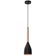 Lampada a sospensione Muza Luminex nero oro, legno E27