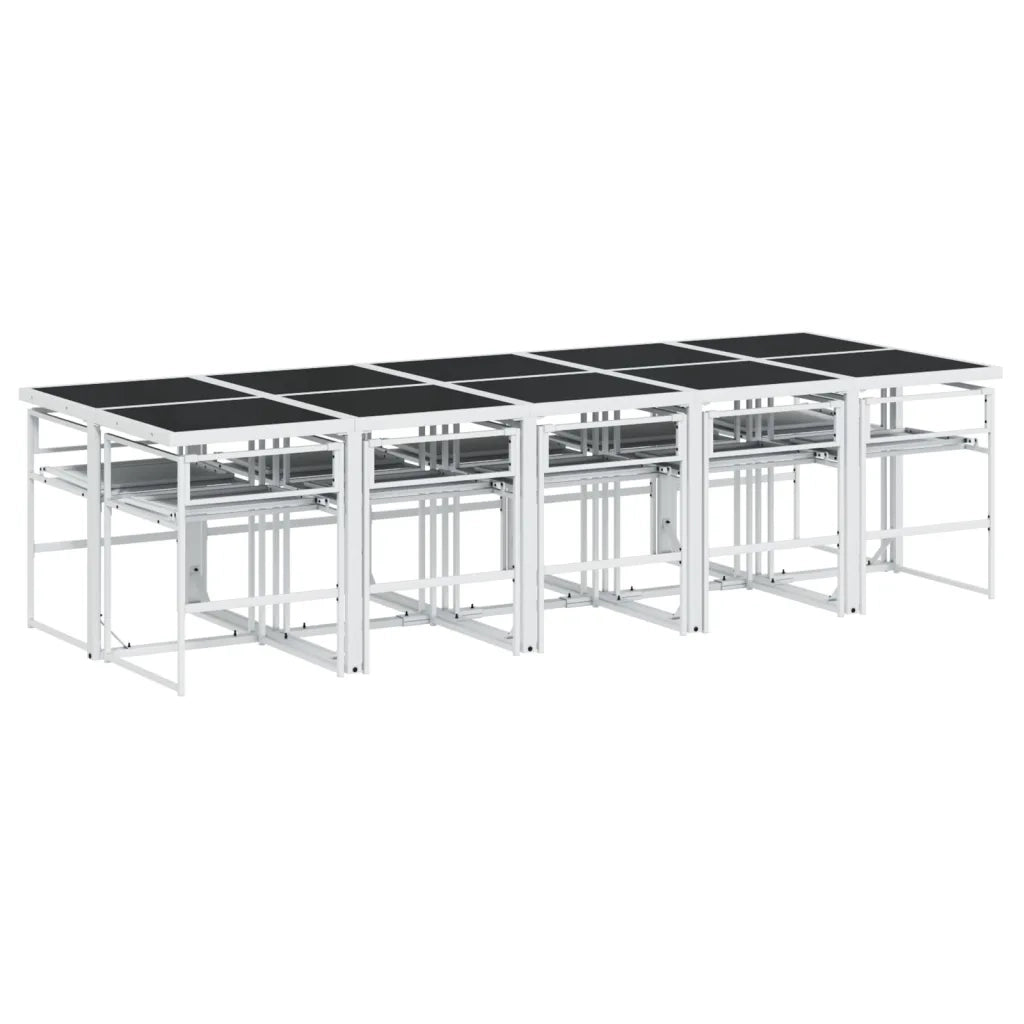 vidaXL Set da Pranzo da Giardino 11 pz con Cuscini Bianco in Textilene