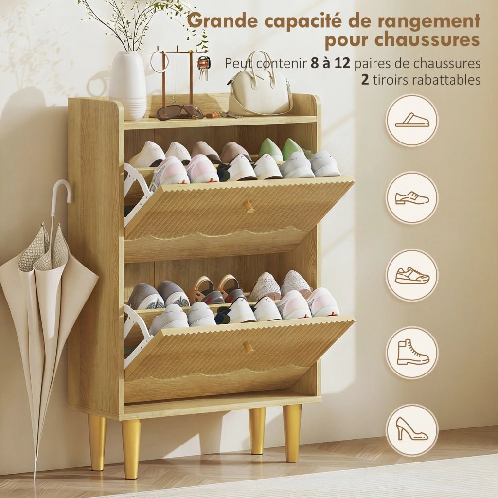 Scarpiera 12 paia con ante e cassetti salvaspazio ¨C zephmum ¨C 60x24x92cm