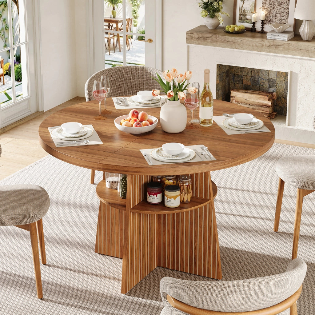 TAVOLO Rotondo Allungabile 110-150x110x77,5 cm MDF Noce
