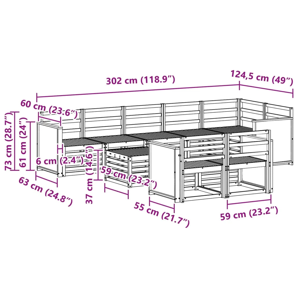 Set divani Legno di Acacia Massello 3384530