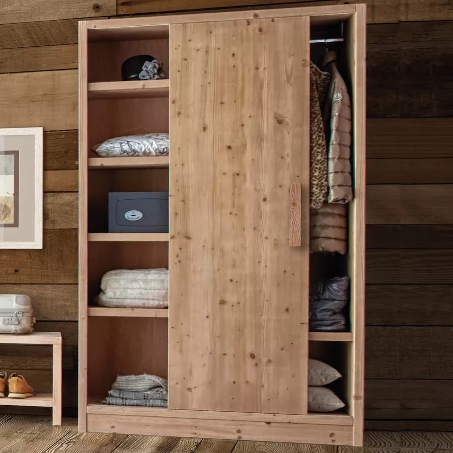 Armadio cortina 1 anta scorrevole legno massello di abete 125x55x220 - Mobili 2G