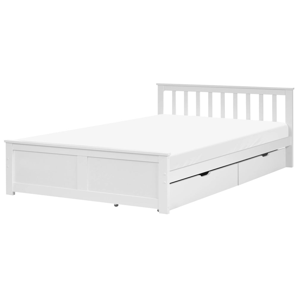 Letto con rete bianca in MDF di pino, con 2 cassetti, testiera minimalista, 120 x 200 cm