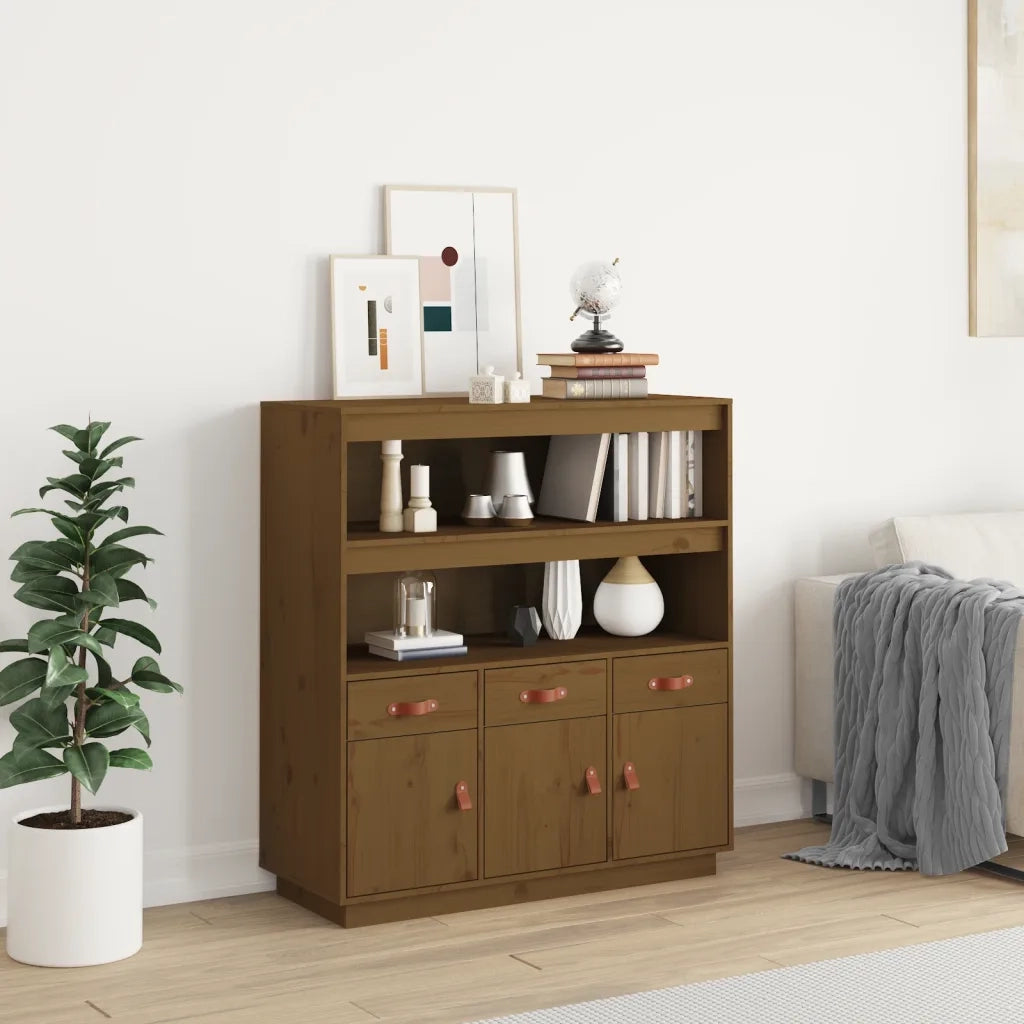 Credenza-Buffet-Armadio da cucina ambra 100x40x108,5 cm in Legno Massello di Pino