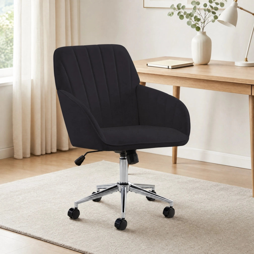 SEDIA DA UFFICIO Girevole Regolabile 57x29x52 cm Velluto Nero