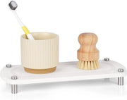 Organizzatore per Vasca da Bagno con Riser di Protezione Antiscivolo per Aria in Entrata per Moderna Cucina - Sostegno per Asciugatura Rapida per Aria ( Bianco)