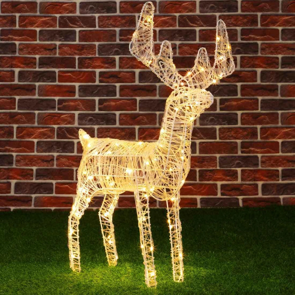 Renna Natalizia Luminosa per Esterno 80 LED Bianco Caldo Addobbi 3D Natale