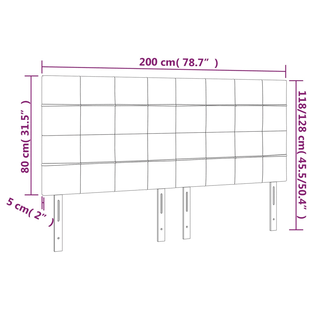 Testiera per letto Tortora 200x5x118/128 cm Tessuto 3116358
