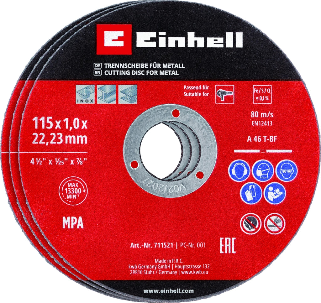 Einhell SET 5 PZ. DISCHI DA TAGLIO Ø mm. 115x1,0 20.00 confezioni