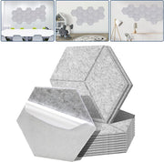 12 pezzi di pannelli acustici a forma di esagono, autoadesivi, isolamento acustico con velluto, pannello per parete, colore chiaro grigio.