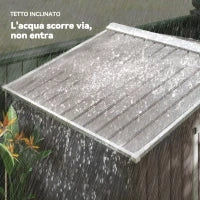 Casetta da Giardino Porta Utensili in Lamiera con Porte Scorrevoli, 213x130x185 cm, Grigio
