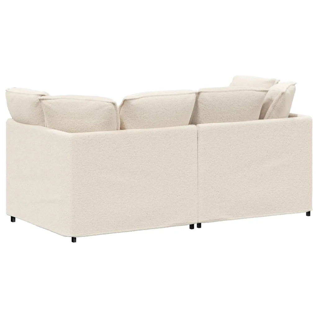 Divano Modulare con Cuscini Tessuto Riccio Simile alla Lana 3321265