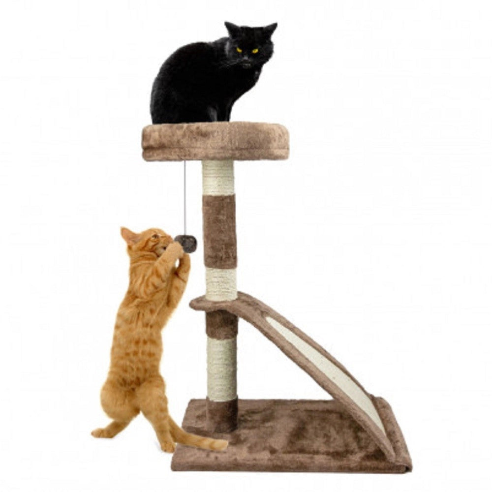 Trade Shop - Tiragraffi Nobleza Albero Gatti Con Corda E Pallina A 2 Piani 50 X 35 X 72 Cm -