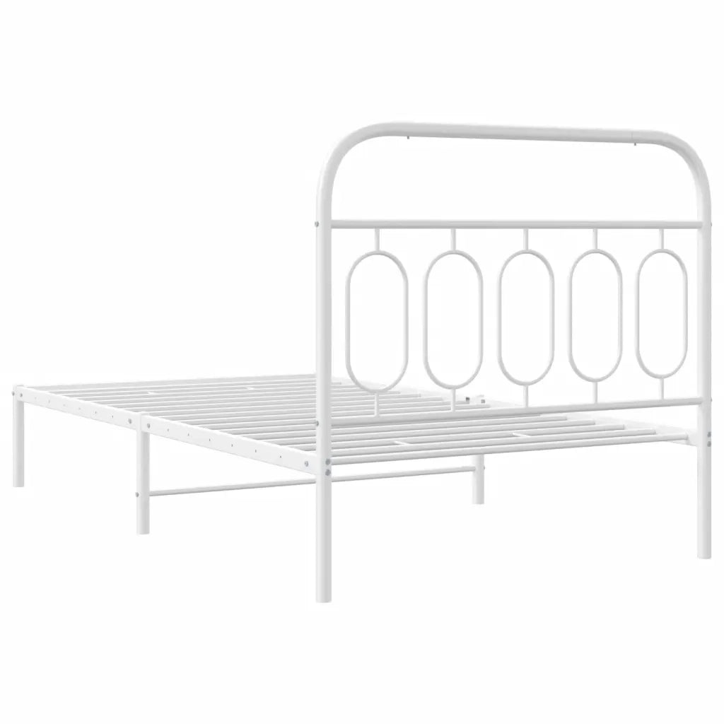 Giroletto con Testiera-Struttura Letto con testiera Metallo Bianco 100x190 cm 153515