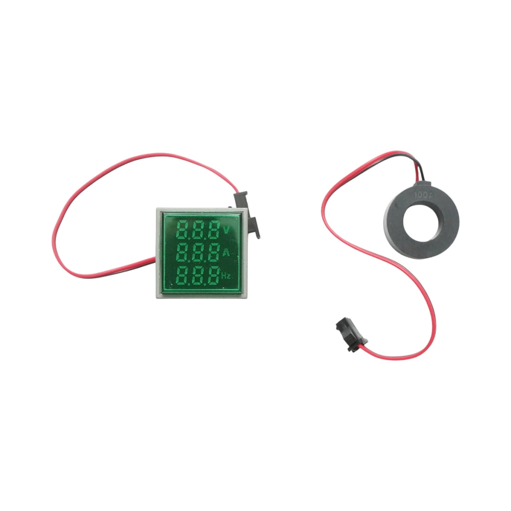 Indicatore digitale di frequenza, amperometro, voltmetro LED verde 0-99Hz/0-100A/50-500V AC Ø 22mm Breckner Germany