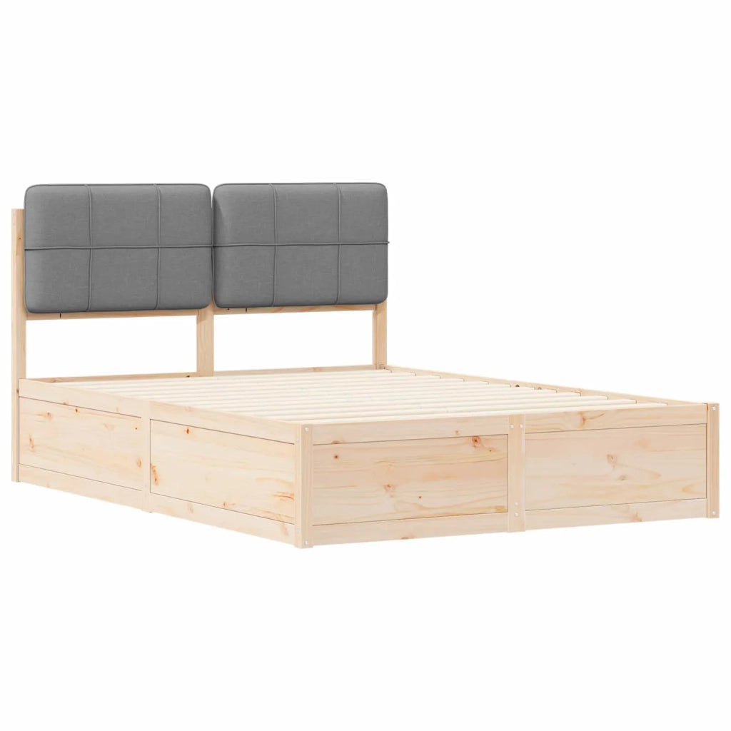 Letto con Testiera Rivestita Grigio chiaro 140 x 190 cm