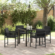 Set da Pranzo per Giardino 5 pcs Nero polyrattan 3380745