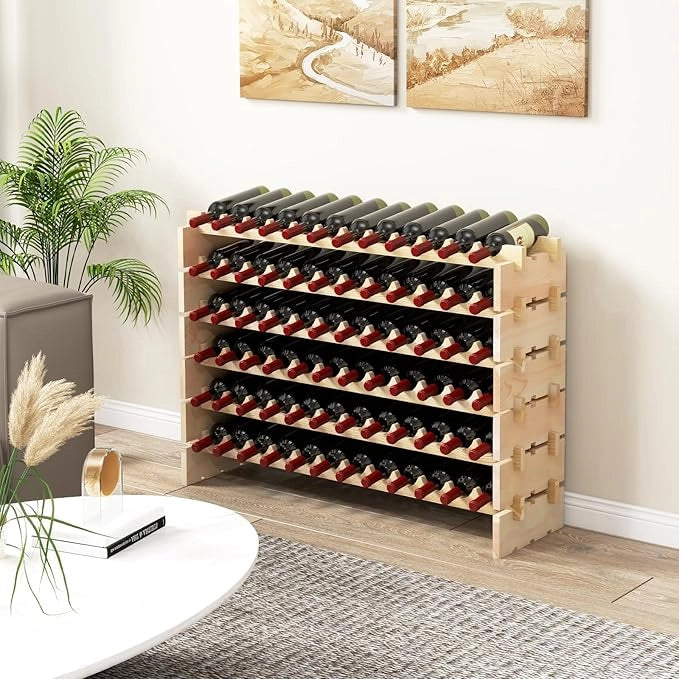 Cantinetta Portabottiglie Vino, Portabottiglie di Vino da 60 Bottiglie a 6 Ripiani, Scaffale Portavino da Terra per Cucina, Cantina e Ristorante (60 Bottiglie)