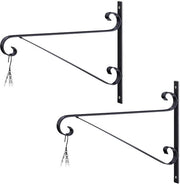 Set di appoggio per piante da parete - 245x32x2cm - per uso interno ed esterno - appoggio per piante in ferro nero