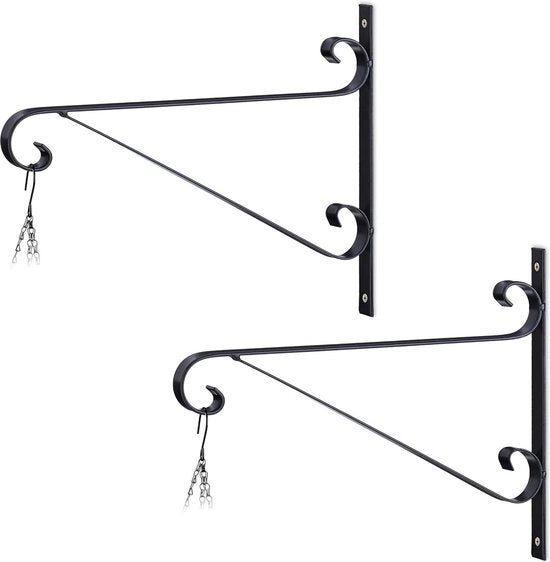 Set di appoggio per piante da parete - 245x32x2cm - per uso interno ed esterno - appoggio per piante in ferro nero